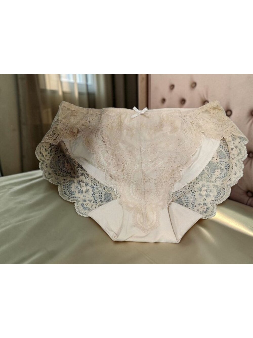 Bradelis New York Lace Beige  Panty Floral Lace Beige Size M NEW WITHOUT TAGS!